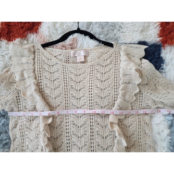 Rachel Parcell Beige Ruffle Knit Sweater - Picture 3 of 6